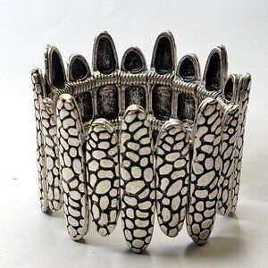 Unique Pewter Silver Tone Stretch Bracelet Antique Silver Cuff Bracelet